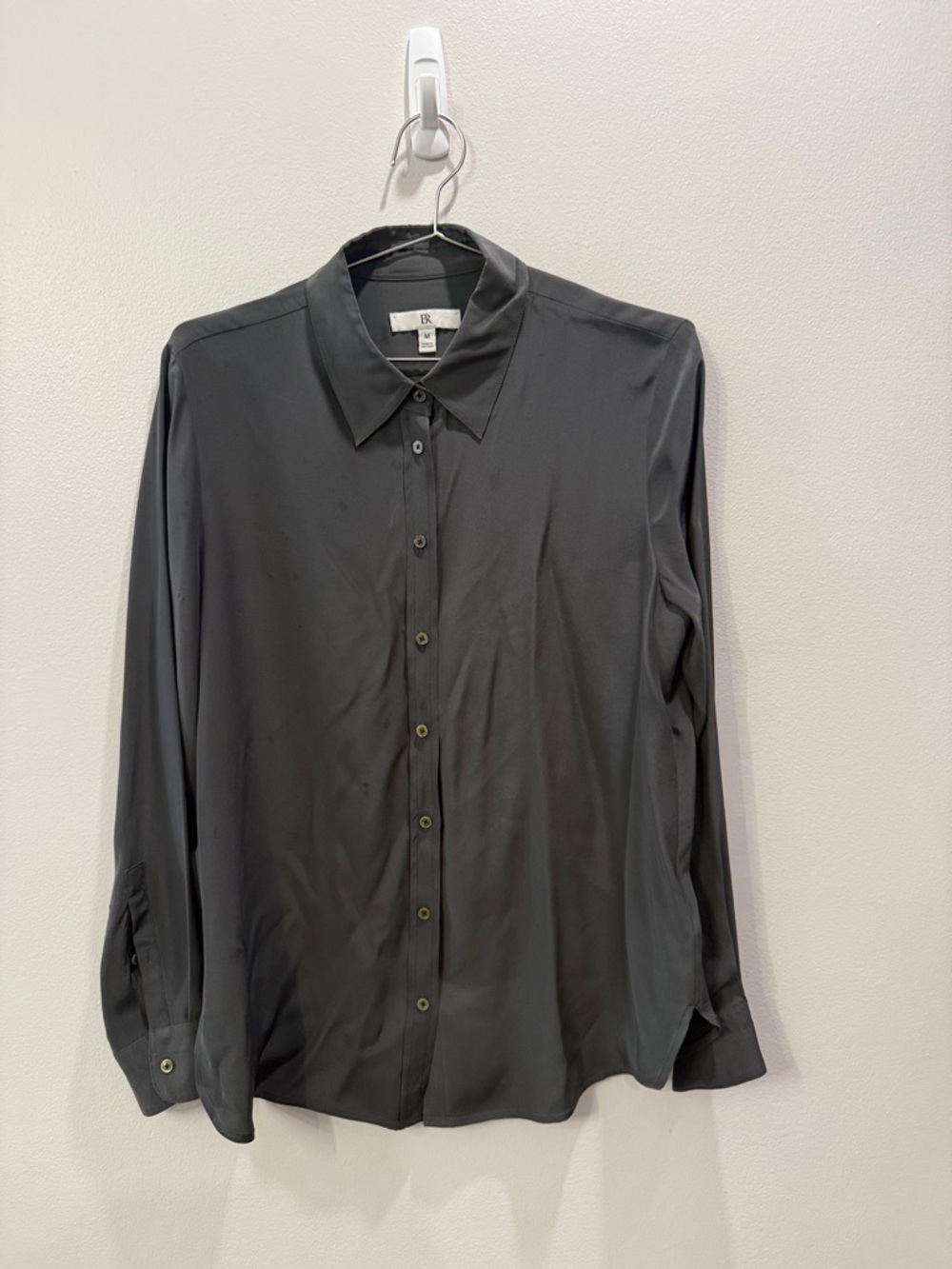 Banana Republic Dark Green Silk Blouse Shirt Sz M